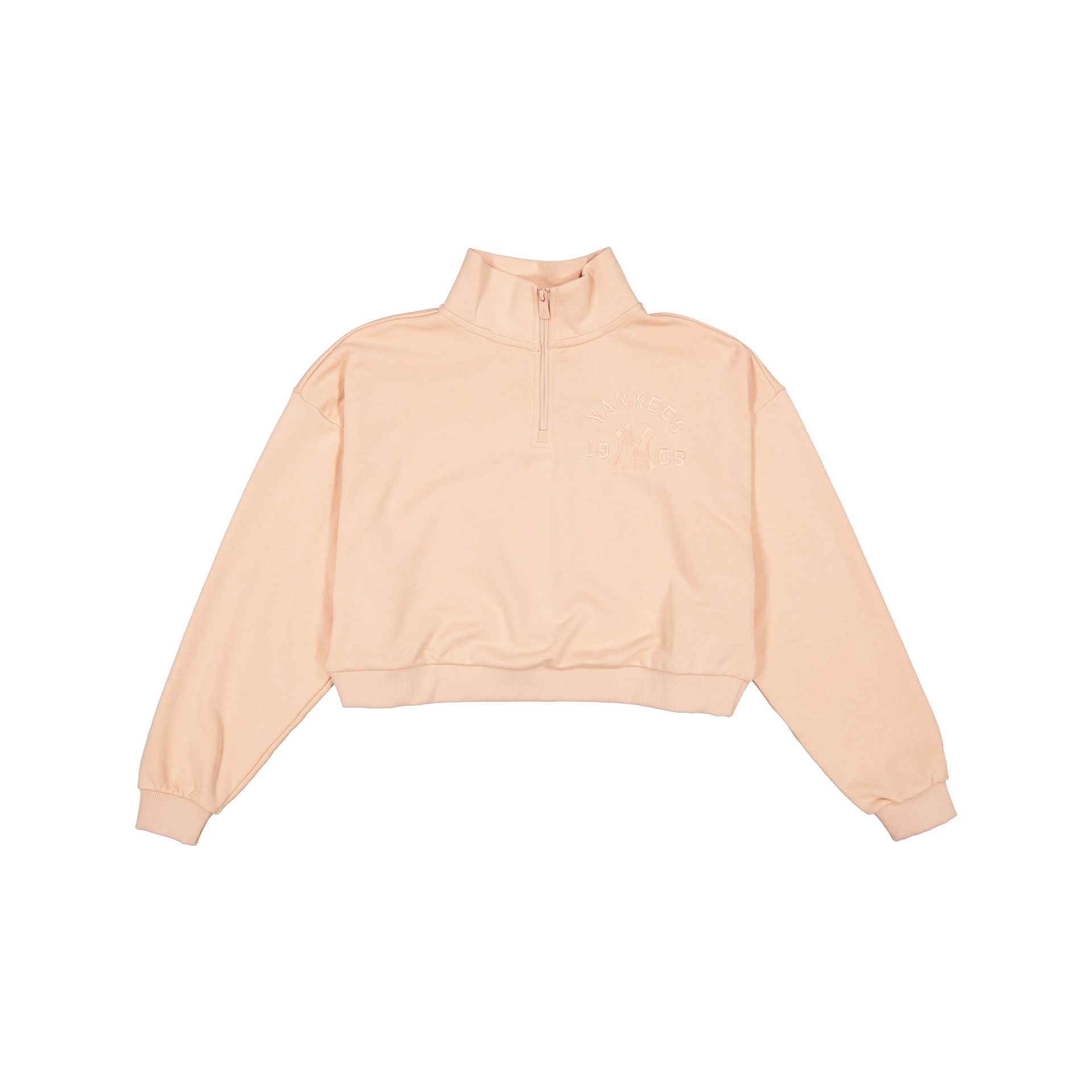 New York Yankees Tonel Cropped Pastel Pink Women's Quarter Zip