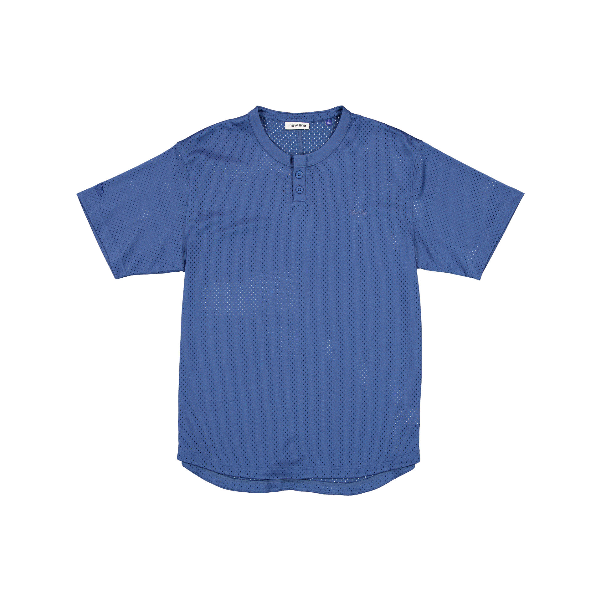 New Era Branded Galvin 2-Button Mesh Henley Indigo Jersey