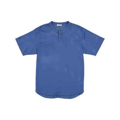 New Era Branded Galvin 2-Button Mesh Henley Indigo Jersey