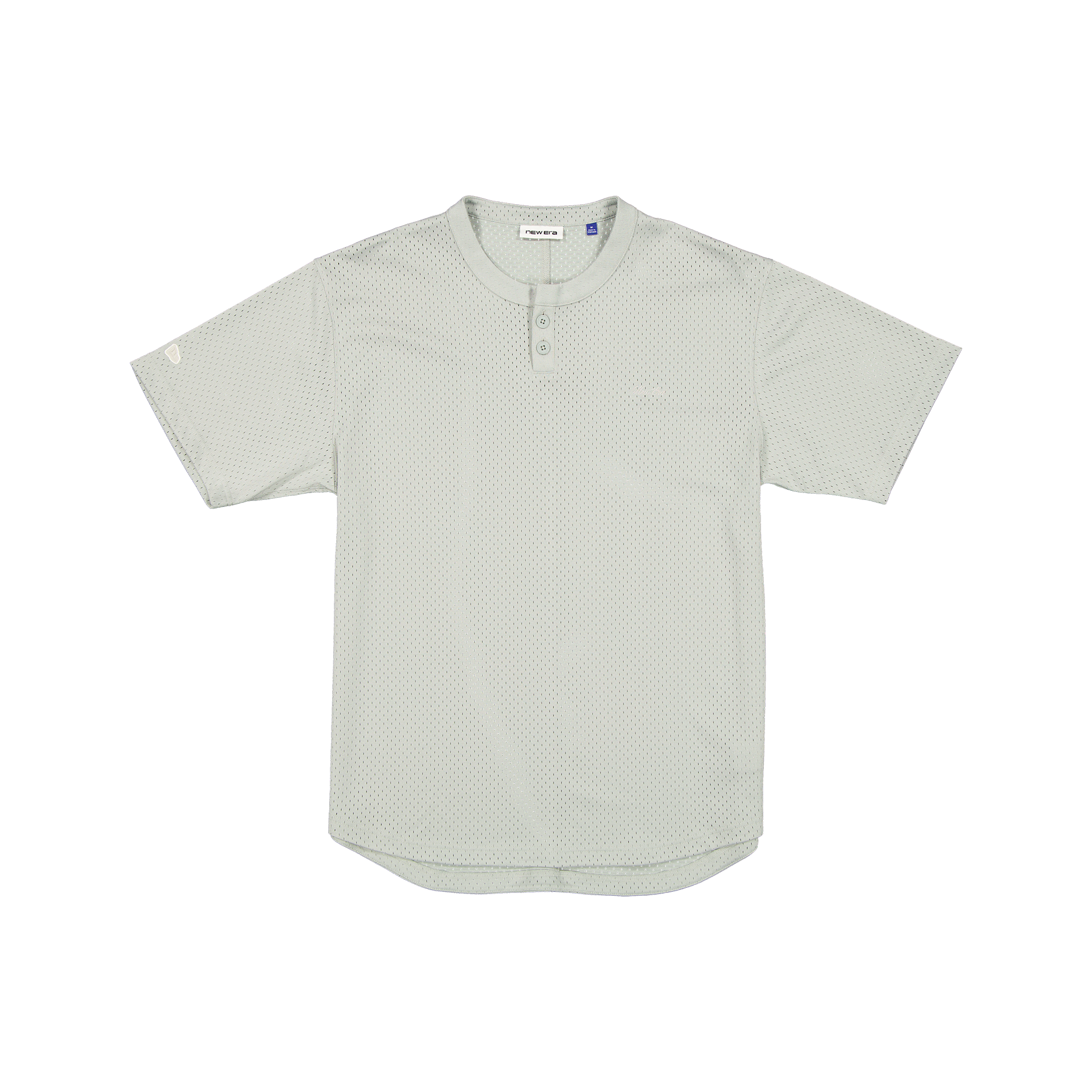 New Era Branded Galvin 2-Button Mesh Henley Mirage Gray Jersey