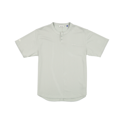 New Era Branded Galvin 2-Button Mesh Henley Mirage Gray Jersey
