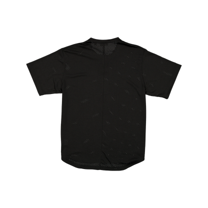 New Era Branded Galvin 2-Button Mesh Henley Black Jersey
